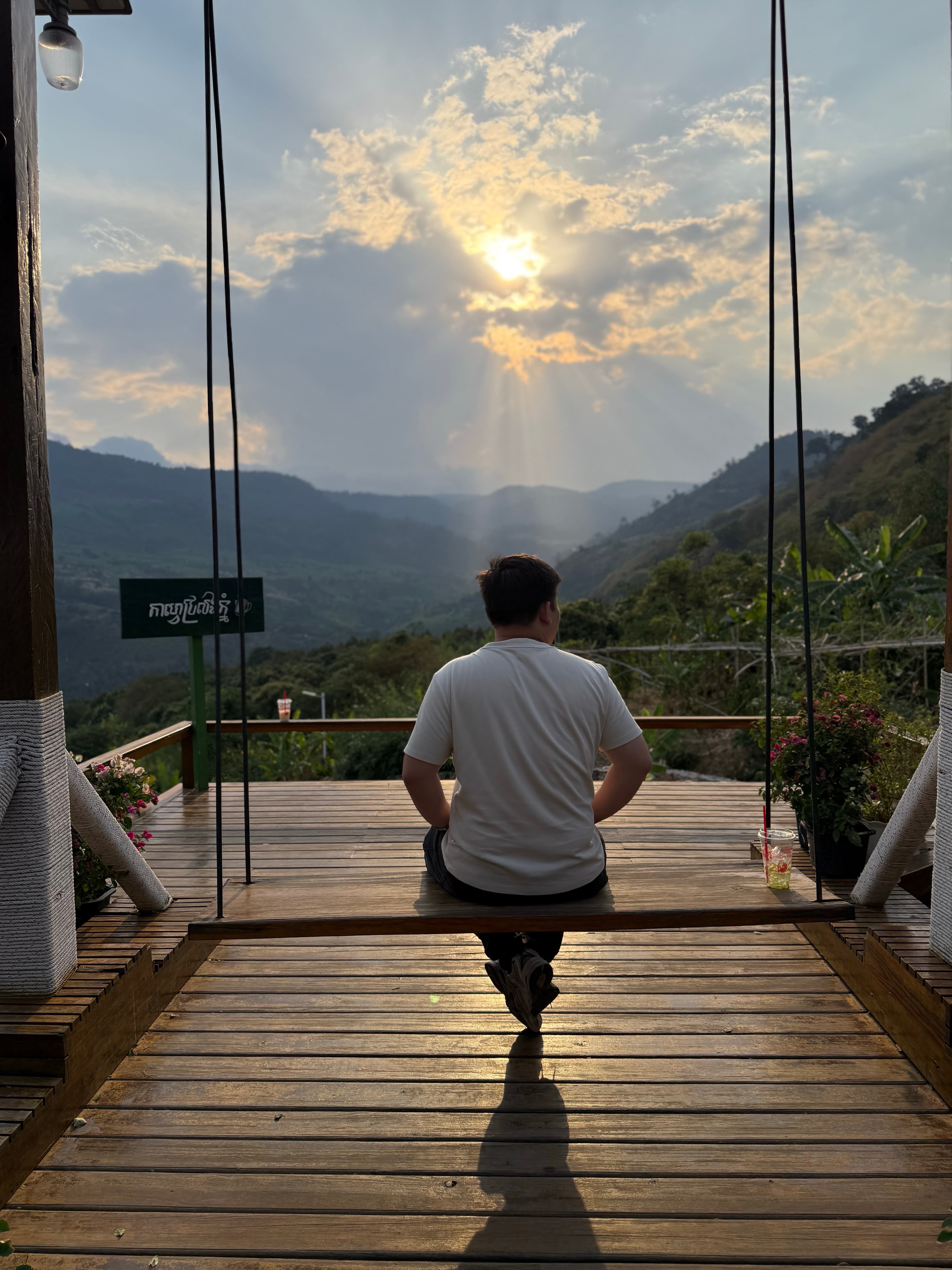 Swing overlooking Kampot hills