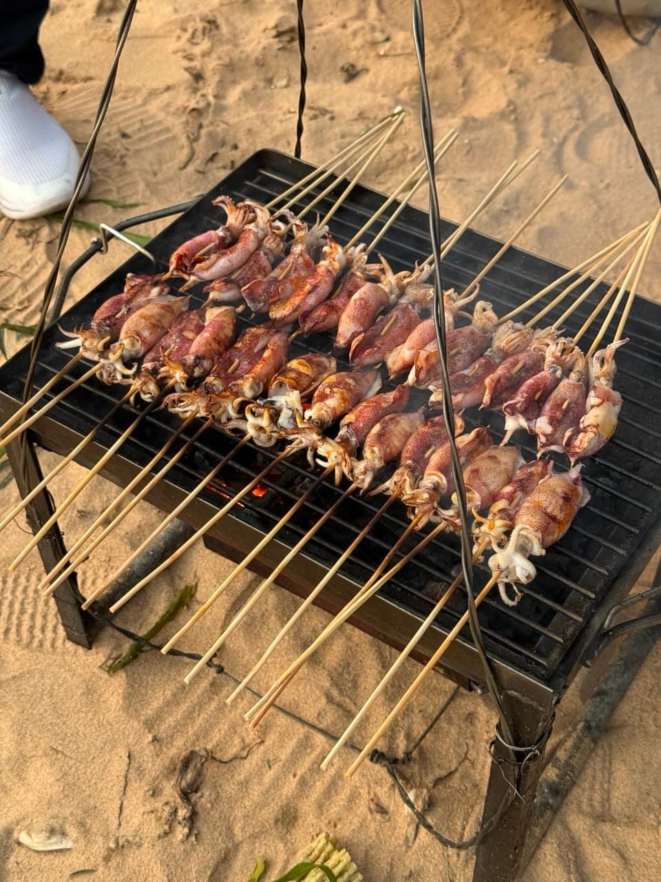 Grilled squid on the beach, Kampot