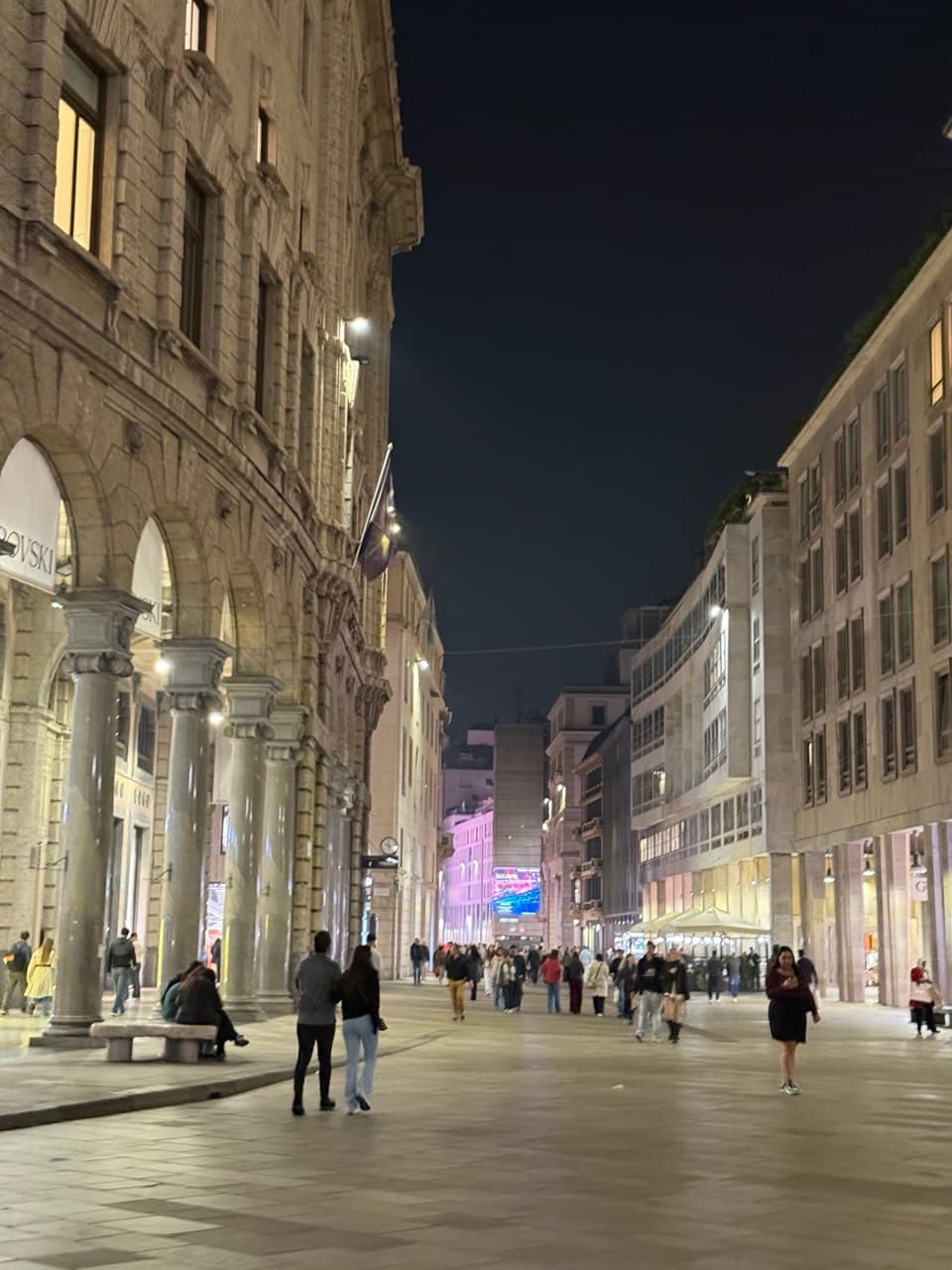 Pedestrian street near the Duomo at night