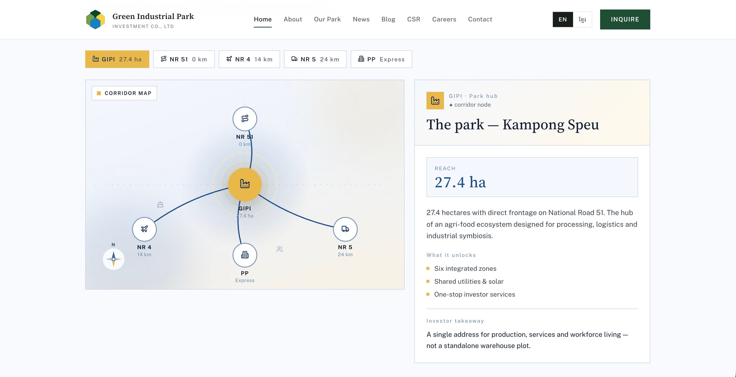 GIPI corridor map and park hub details