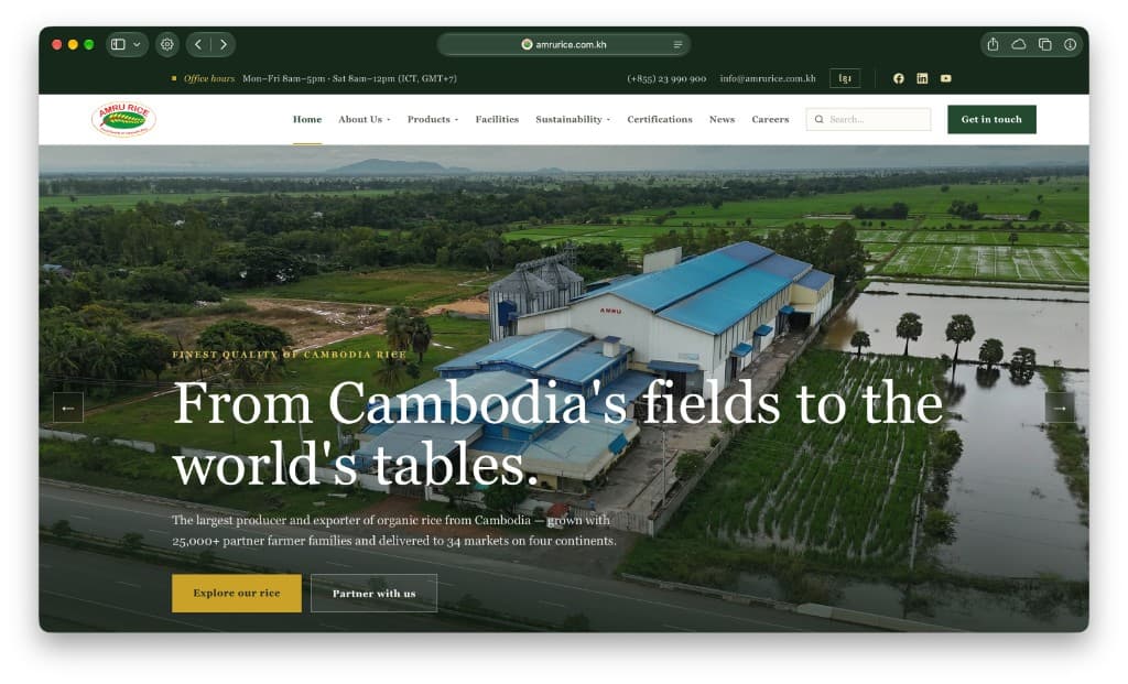 Amru Rice website — home